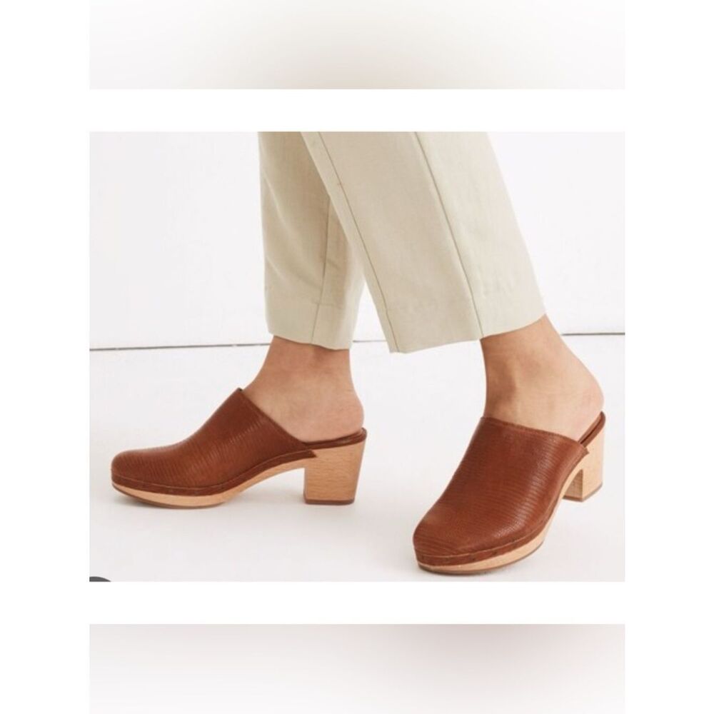 Madewell The Ayanna Clog in Lizard Embossed Leather in Warm Nutmeg Size 9 ~ New